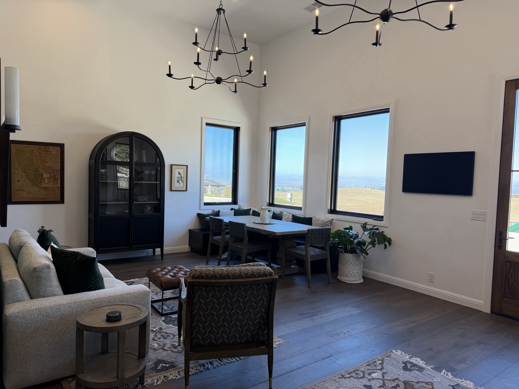 Open living and dining in a South Bay custom home